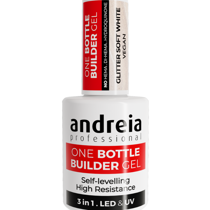One Bottle Builder Gel 3 in 1 - Glitter Soft White (Low viscosity)